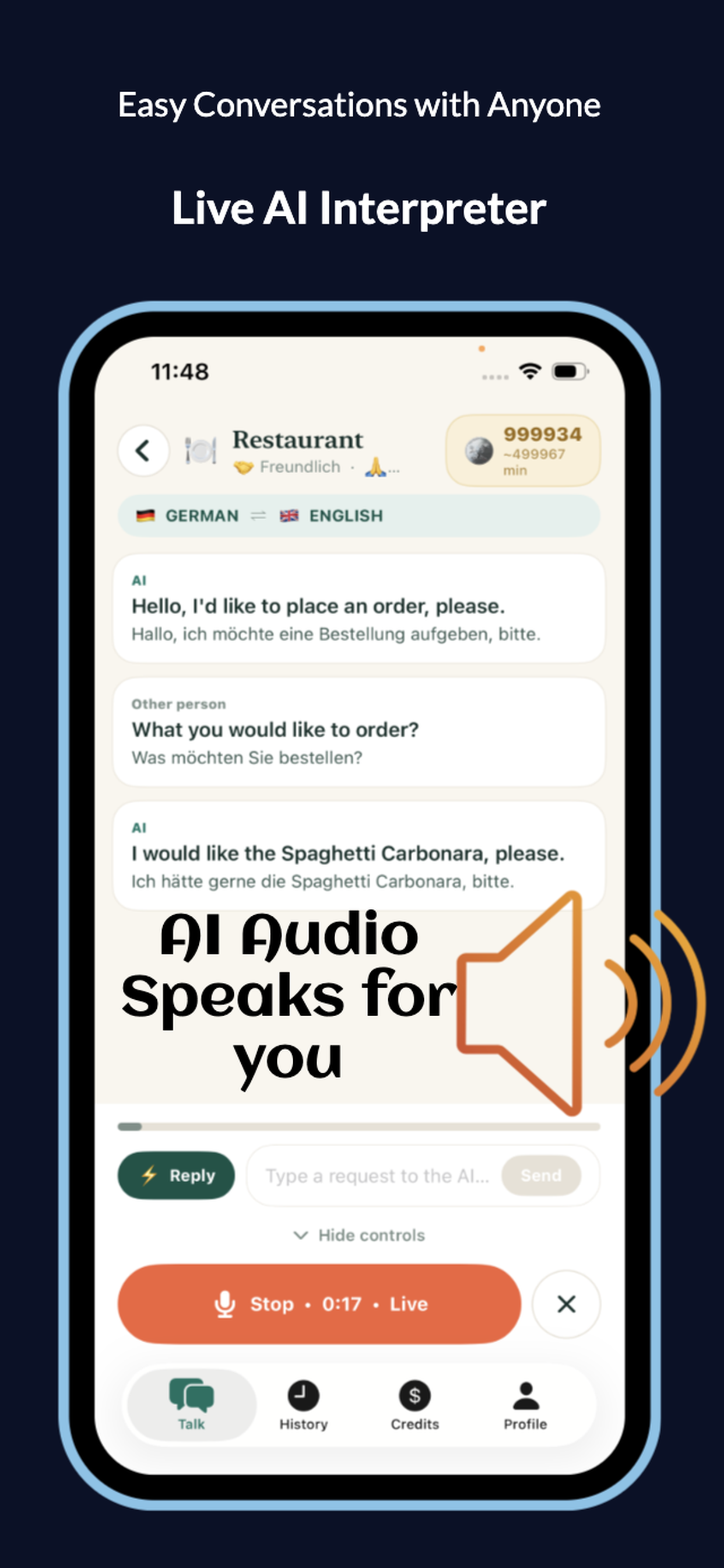 Talk Assist live conversation screen